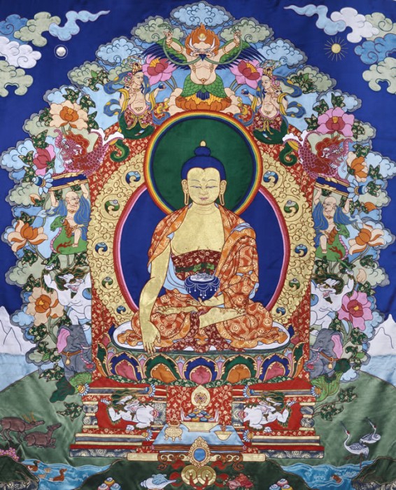 Buddha and the Six Supports - Thangka - Leslie Rinchen-Wongmo, Threads of Awakening